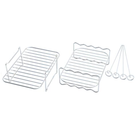 Accessoires Friteuse sans Huile - Grille Multifonction à Un Niveau avec Brochettes et Panier Double pour Friteuse à Air