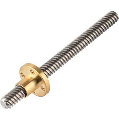Accessoires Imprimante 3D, T8 Broche Filetée Trapézoïdale Vis de Plomb + Ecrou T8, Pas 2mm, Fil de Vis 8mm, Acier Inoxydable, pour Moteur Pas à Pas(100mm)