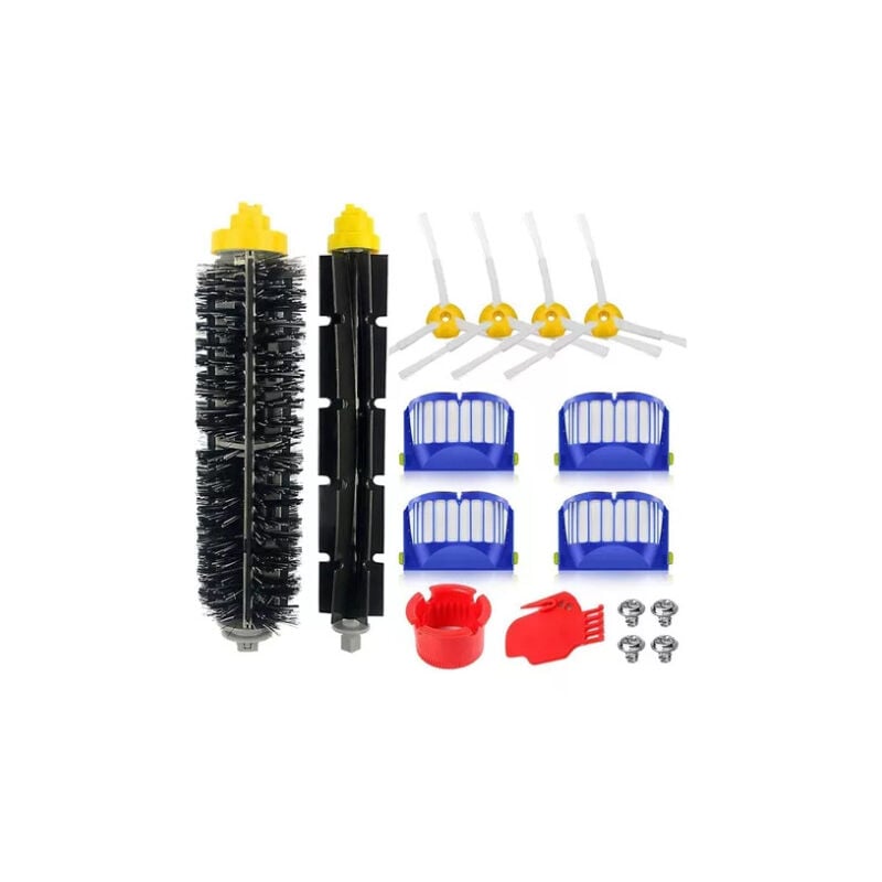 Accessoires Kit pour iRobot Roomba 600 675 676 692 694 697 698 671, 4x Brosse Latérale 4x Filtre 2x Brosse à rouleau principale Balai Pièces de