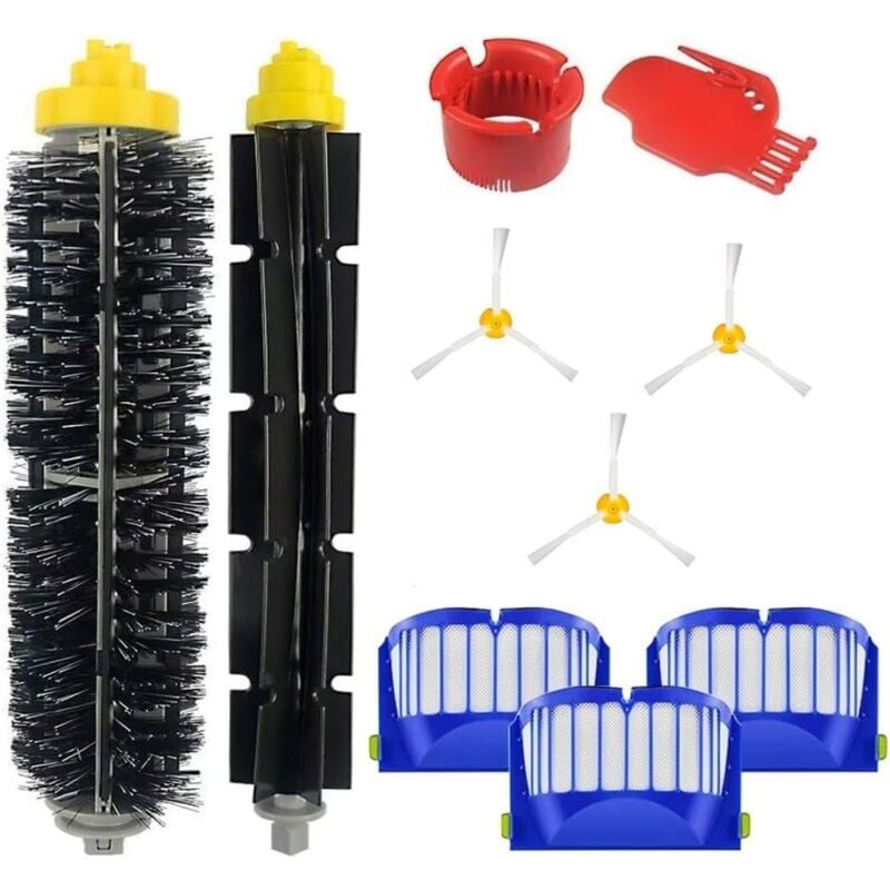 Ikodm - Accessoires kit pour iRobot Roomba 600 série 671 692 694 697 698 650 651 660 690 Rouleau de filtre à brosse balai Pièces de rechange