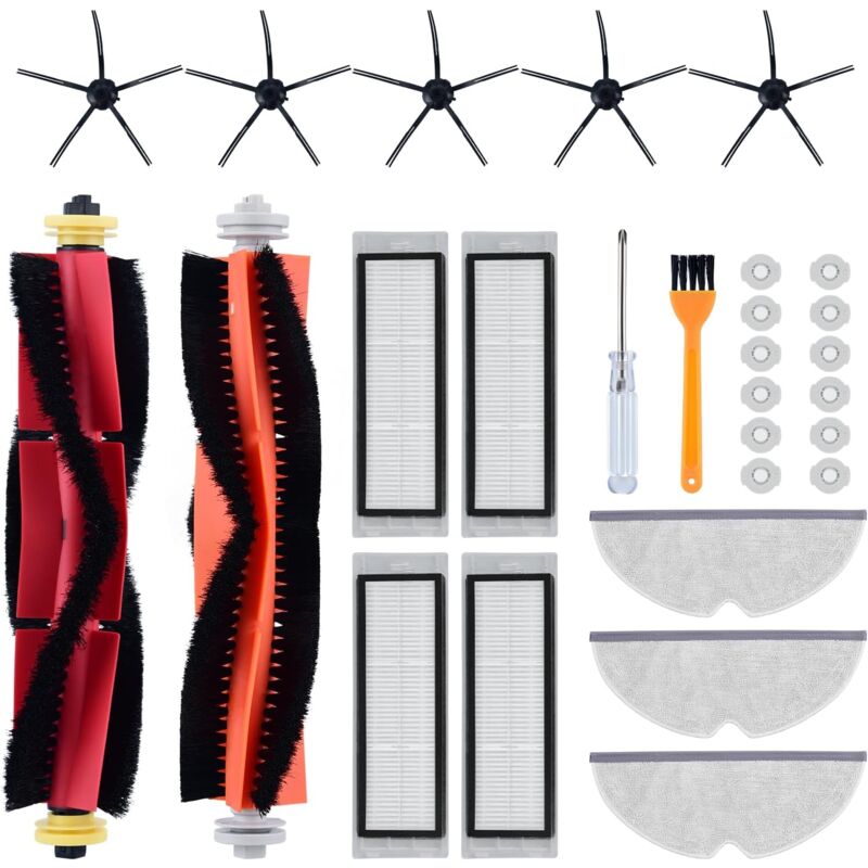 KZQ - Accessoires kit pour Xiaomi S5 Max S6 Max S6 Pure S6 MaxV S4 S5 S6 S50 S55 S60 S65 E4 E20 E25 E35, 2 Brosse Principale, 4 Filtres hepa, 5