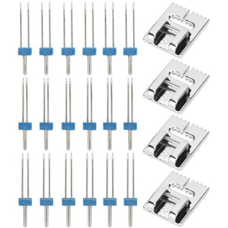 Accessoires Machine à Coudre : 18 Aiguilles Doubles Jumelles + 4 Pieds de Biche