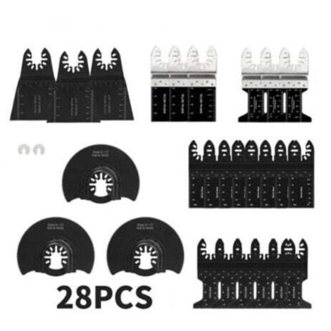 Accessoires oscillants multifonctions – 28 lames universelles pour découpe précise bois/métal/plastique + 2 adaptateurs TRIMEC