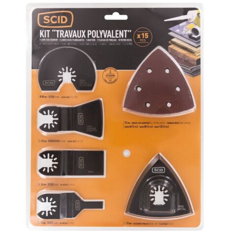 Accessoires outils multifonctions 1 plateau auto-agrippant, 10 patins au corindon brun (grain