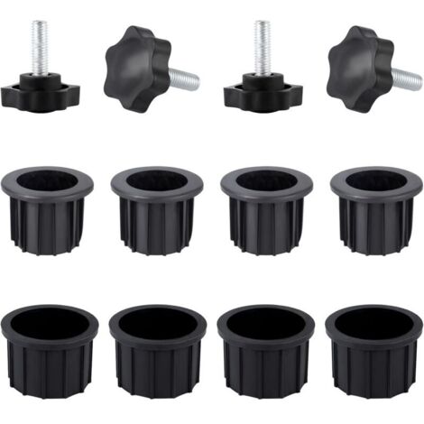 Accessoires Parasol (Noir), 12pcs Umbrella Stand Parts avec Fil de Serrage Bouton Noir Accessoires Pied Parasol pour Table de Terrasse Balcon Terrasses Arrière-Cour