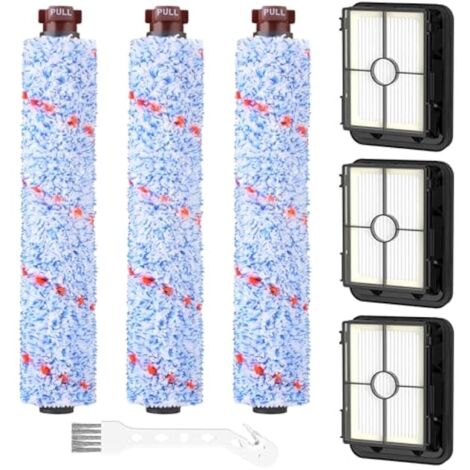 Accessoires pour aspirateur Bissell CrossWave 3 en 1 C3 Pro 3555N, 3 brosses multi-surfaces 1868 + 3 filtres 1866 pour aspirateur Bissell CrossWave 17132 2225N 2582N 25821 2519