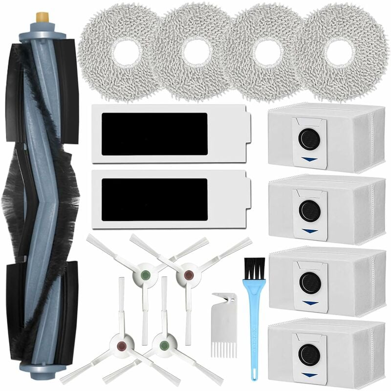 Accessoires pour aspirateur Ecovacs Deebot T20 Omni / T20 e Omni, 1 brosse principale, 4 brosses latérales, 4 serpillères, 2 filtres, 4 sacs, 2