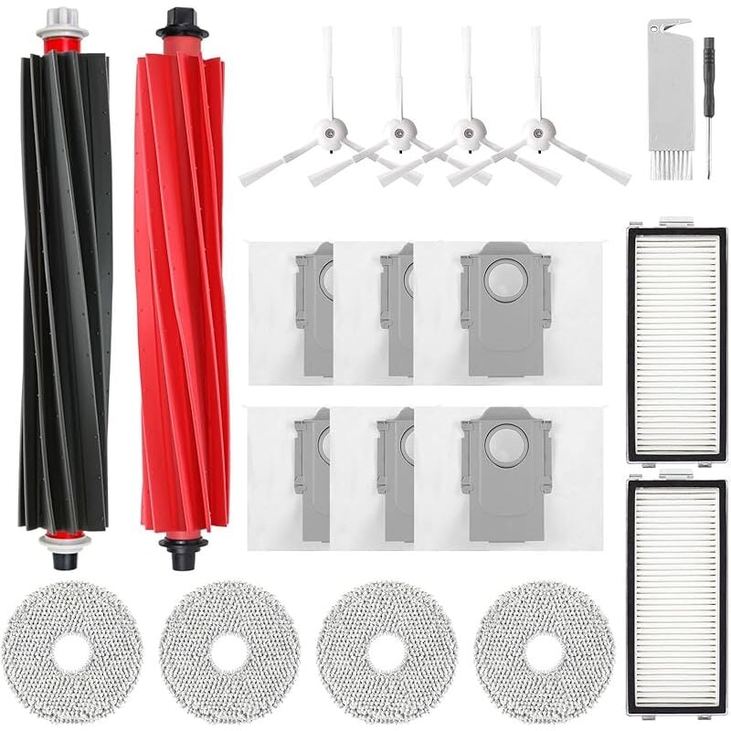 Accessoires pour Aspirateur Roborock Qrevo Master/Qrevo Slim, Comprend 2 Brosses Principales, 2 Filtres HEPA, 6 Sacs à Pou