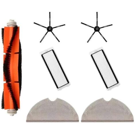 Accessoires pour aspirateur robot Roborock S6, S6 MaxV, S6 Pure, S5 Max, S50, S55, S5 E4 et E5 : brosse principale, filtre et serpillère de rechange.