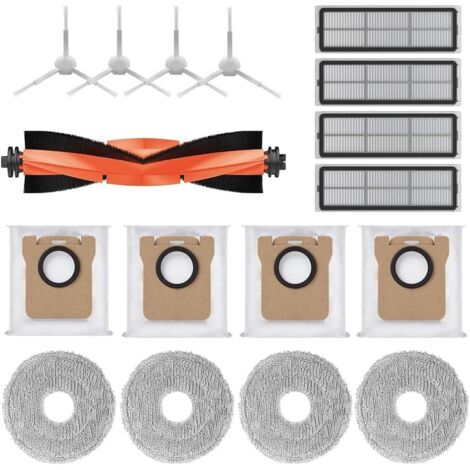 Accessoires pour aspirateurs robots Xiaomi X10+ et X20+ : 1 brosse principale, 4 sacs à poussière, 4 lingettes de nettoyage, 4 brosses latérales, 4 filtres