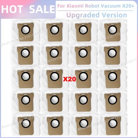 Accessoires pour aspirateurs robots Xiaomi X20+, X10+ / X20 Plus et X10 Plus : brosse latérale rotative, filtre HEPA, lingette de nettoyage et sac à poussière.-AquaForge