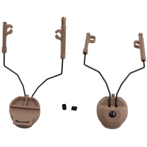 Accessoires pour casque avec oreillettes rabattables réglables et support fixe, couleur boue.