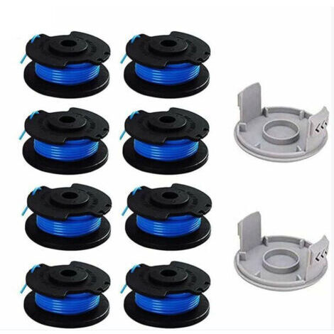 Accessoires pour coupe-bordures, lot de 10 bobines de rechange pour coupe-bordures Ryobi de 10 pouces, compatibles avec le coupe-bordures sans fil Ryobi One+ AC14RL3A, 8 bobines + 2 capuchons de coupe
