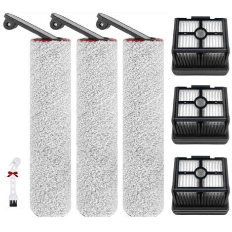 Accessoires pour Dreame H12 Pro / H12 Dual Pièces de Rechange pour aspirateur Eau et poussière, 3 Brosse rotative + 3 filtres Hepa + 1 Brosse