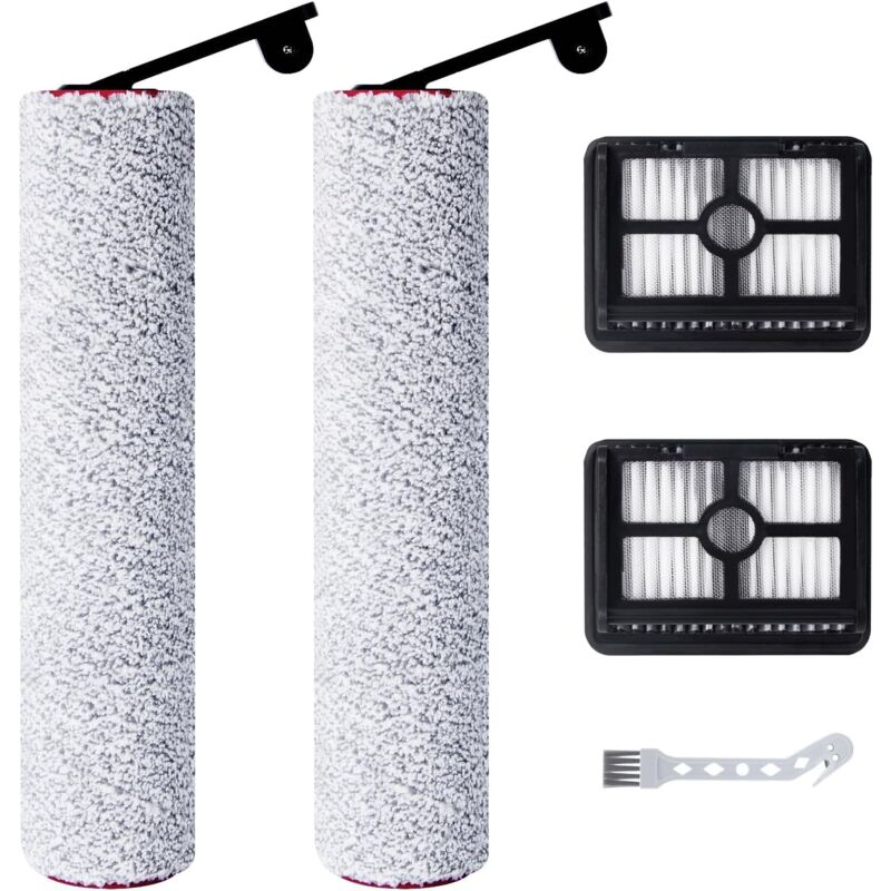 Accessoires pour Dreame H12 Pro Ultra / H13 Pro Aspirateur Eau et poussière, 2 rouleaux de brosse + 2 filtres HEPA + 1 brosse de nettoyage