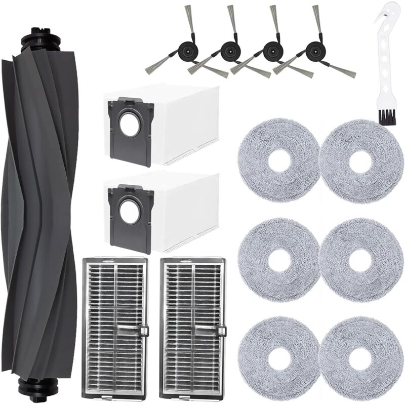 Applicable accessoires pour Dreame X40 Ultra Complete / X40 Pro / S30 Pro Ultra robot aspirateur pièce de rechange, Brosses à rouleau + 6 Chiffon + 2