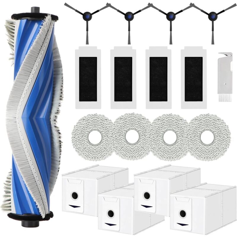 Accessoires pour ECOVACS DEEBOT T30 Omni/ T30 Pro Omni Robot Aspirateur, Pièce de Rechange avec 1 Brosse Principale, 4 Filtres HEPA, 4 Serpillère, 4