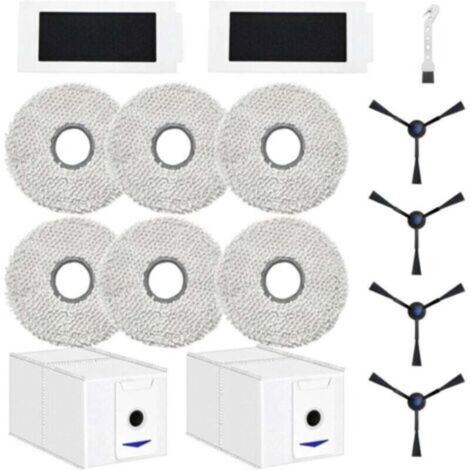 Accessoires pour ECOVACS DEEBOT T30 Pro Omni / T30 Omni Robot aspirateur pièce de Rechange, 6 Chiffon + 2 Sac à poussière + 4 brosses latérales + 2 filtres