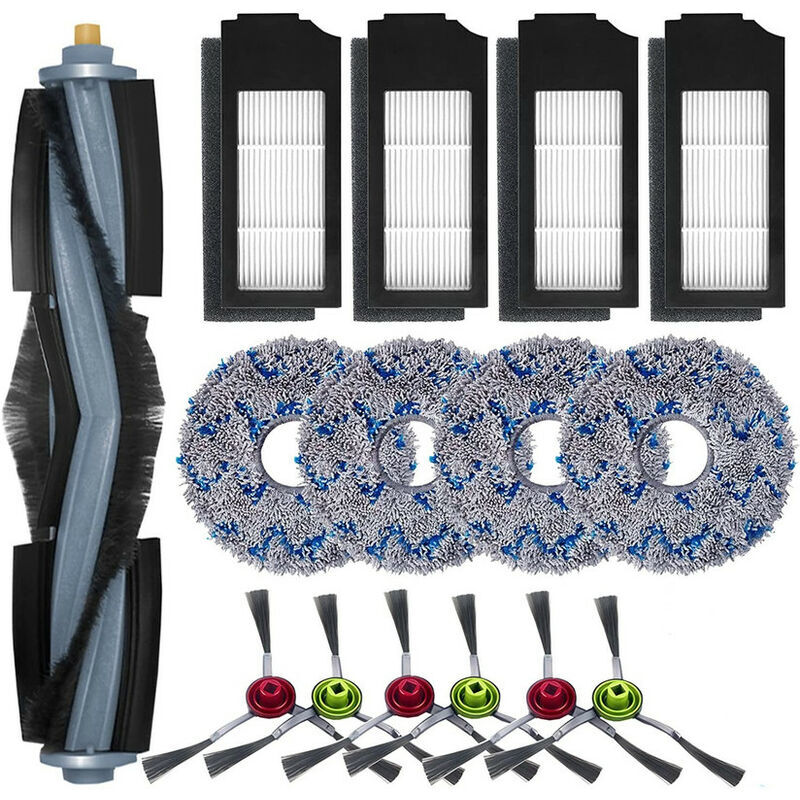 Start - Accessoires pour Ecovacs Deebot X1 Omni / X1 e Omni / X1 Turbo Aspirateur, 1 Brosse principale, 6 Brosses Latérales, 4 Serpillière, 4 Filtres