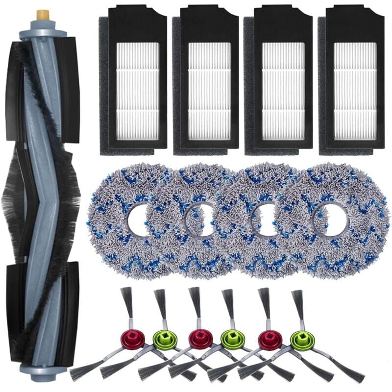 Forehill - Accessoires pour Ecovacs Deebot X1 Omni / X1 e Omni / X1 Turbo Aspirateur, 1 Brosse principale, 6 Brosses Latérales, 4 Serpillière, 4