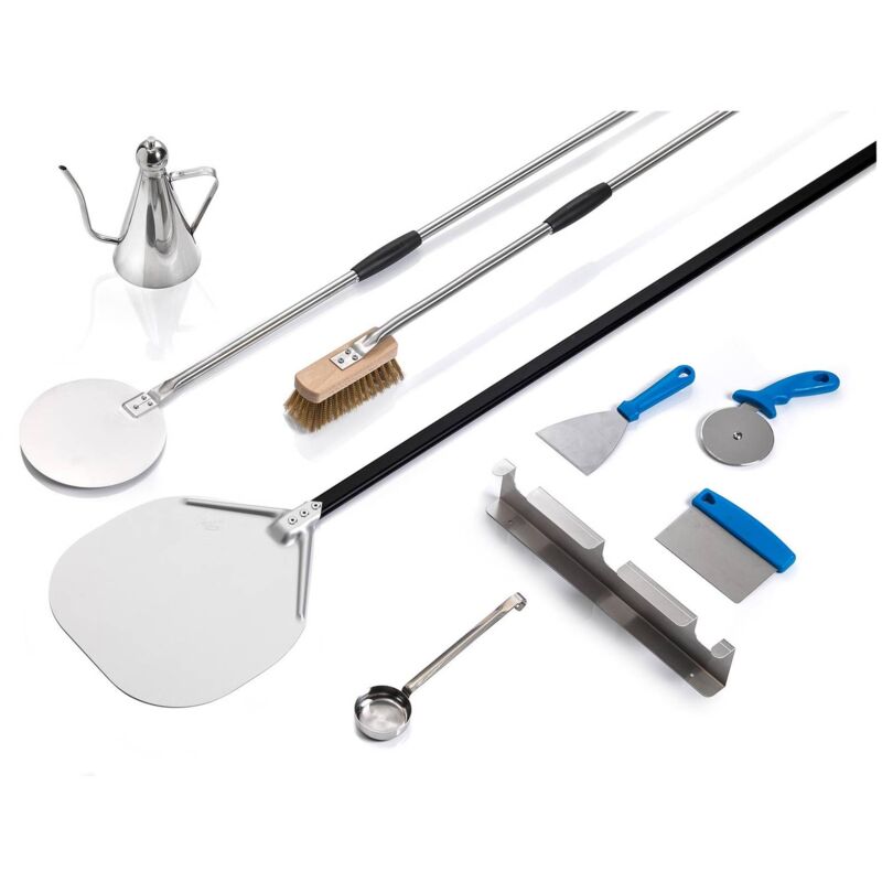 Gi.metal - Accessoires Pour Four Pizza Pizzéria 9 Pièces 2 Pelles Aluminium/Laiton/Inox