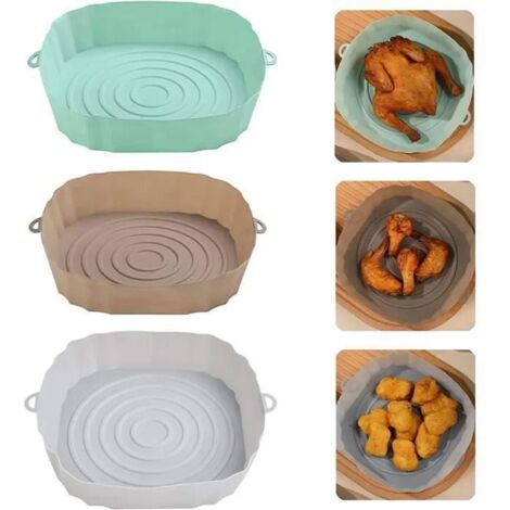 Accessoires pour friteuse à air chaud - Plateaux en silicone - Lot de 3 - Silicone - 20 cm - Résistant aux hautes températures