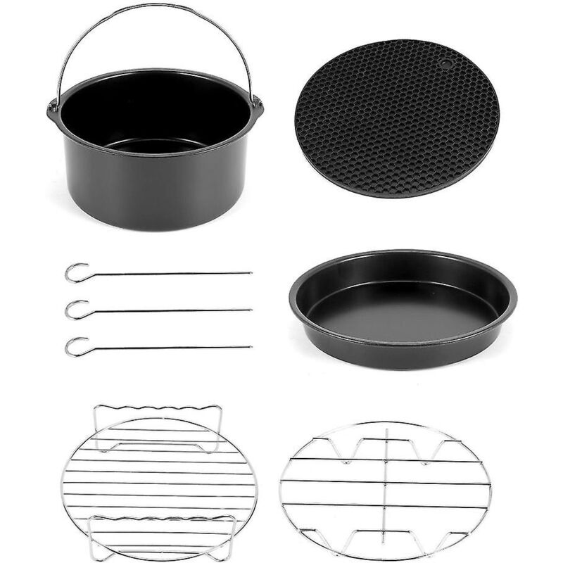 Feiyue - Accessoires pour friteuse à air de 6 pouces, plaque de cuisson à gâteau, plaque à pizza, grille de gril, convient à toutes les friteuses à