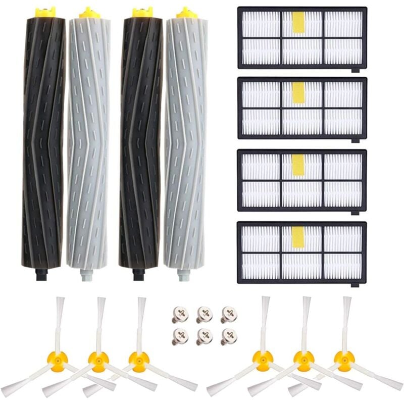 Accessoires pour iRobot Roomba 800 805 860 861 865 866 870 871 876 880 885 886 890 895 896 900 960 966 980, Remplaçant Pièces Kit 4 Extracteurs 4
