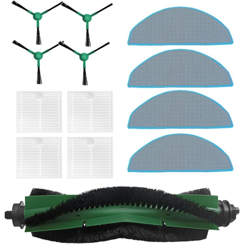 Accessoires pour iRobot Roomba Combo Essential Y0110 Y0112 Y0116 Y0520 Y0510 Y0512 Robot Aspirateur, 1 Brosse Principale, 4 Lingettes, 4 Filtres