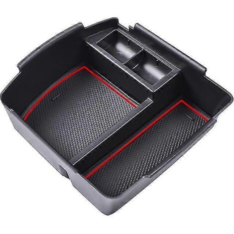 Accessoires pour Kia Seltos 2020-2023 : Organiseur de console centrale, plateau, boîte de rangement pour accoudoir central et porte-monnaie (rouge)