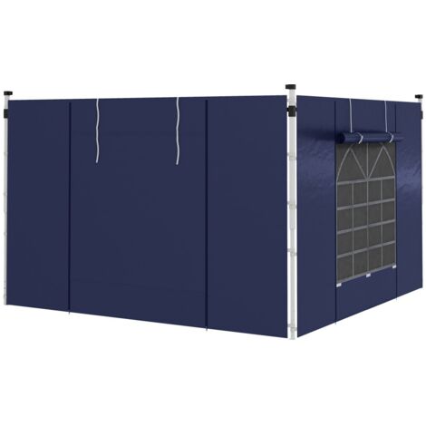 Accessoires pour kiosque, barnum, tonnelle, arche et store banne-Côtés-latéraux-remplaçables-fenêtre-porte-bleu-Oxford-295x295x195cm