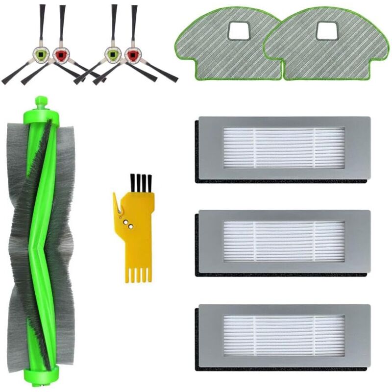 Kit d'accessoires pour iRobot Roomba Combo R111840 R1138 Robot Aspirateur Pièces de Rechange 10 Packs 1 Brosse Roulante, 3 Filtres, 4 Brosses