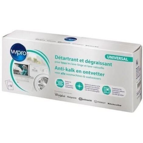 WPRO Détartrant /dégraissant 12 sachets (484000008801,C00308429) Lave-linge INDESIT