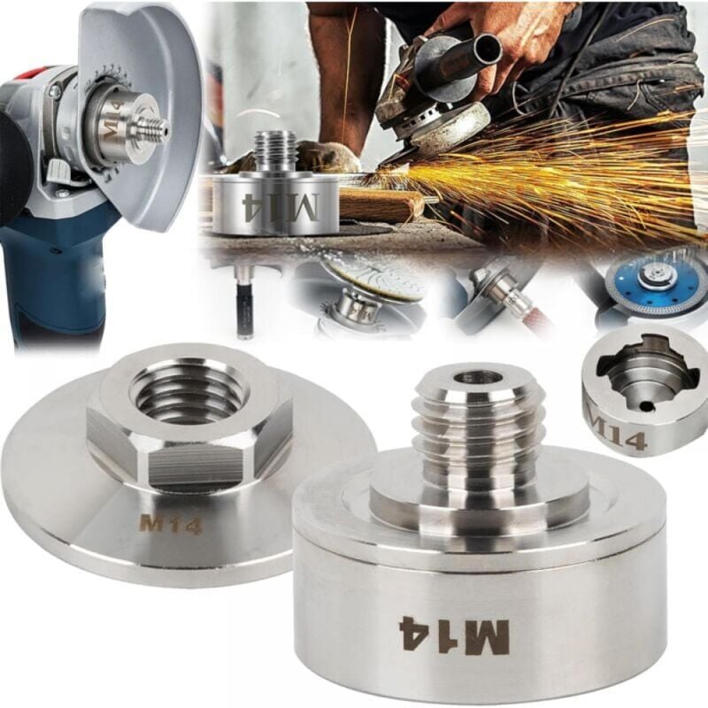 Accessoires Pour Meuleuse D'angle, Adaptateur M14 X-Lock Avec écrou Blocage M14 Pour Lock Sur Filetage M14 Applicable Adaptateur En Acier Inoxydable