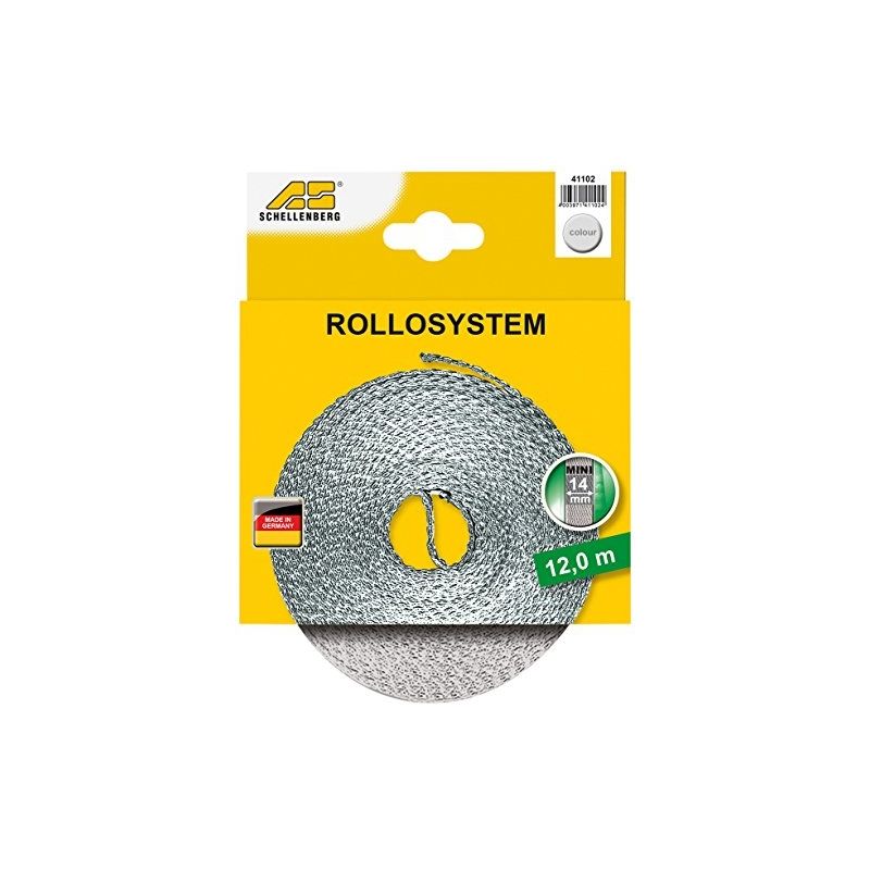 Schellenberg 41102 Sangle De Volet Roulant Largeur 14 Mm Longueur 12 M Gris