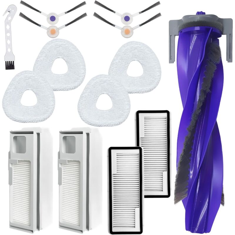 Applicable accessoires pour Narwal Freo X Ultra / J4 / J4 Lite robot aspirateur pièce de rechange, Brosses à rouleau + 4 Chiffon + 2 sac à poussière