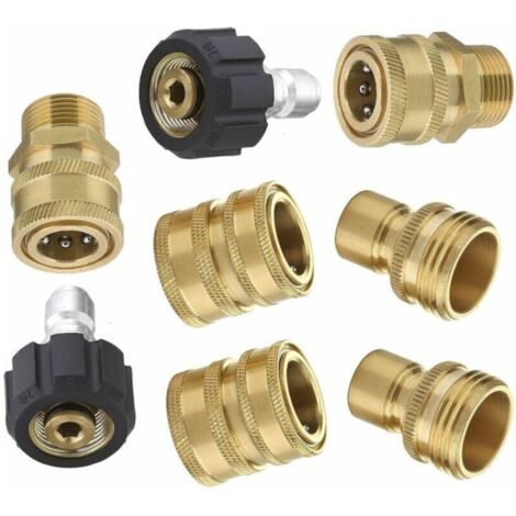 Accessoires pour nettoyeur haute pression,kit de connecteur rapide pour tuyau haute pression,M22 3/8 à connexion rapide 3/4 à déconnexion rapide,8pcs