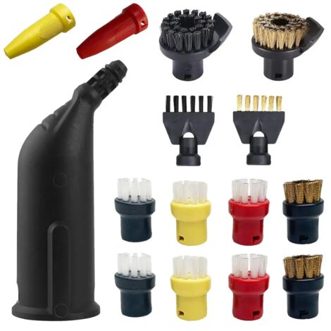 Accessoires Pour Nettoyeur Vapeur - Kit de 15 Pièces Buses et Brosses Rondes avec Raclette - Compatible SC1 SC2 SC3 SC4 SC5 CTK10 CTK20 - Lot de Rechange