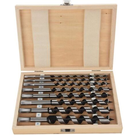 Accessoires pour outils électriques : Coffret de 8 forets à bois en acier au carbone à queue hexagonale usinée.