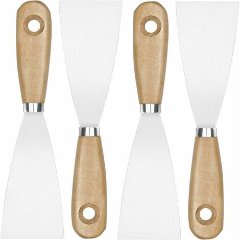 Accessoires pour pistolet à air chaud, Spatule Enduit, 4Pcs Grattoirs à Peinture avec Manche en Bois, Couteaux à peindre pour Papier Peint et Murs VUYTJS59I