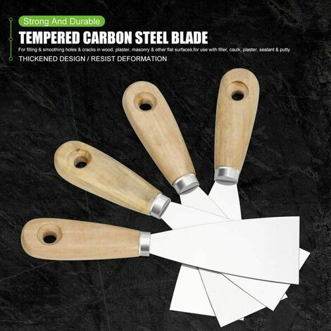 Accessoires pour pistolet ¨¤ air chaud, Spatule Enduit,Grattoirs ¨¤ Peinture avec Manche en Bois, Couteaux ¨¤ peindre pour Papier Peint et Murs£¬£¨4pcs)