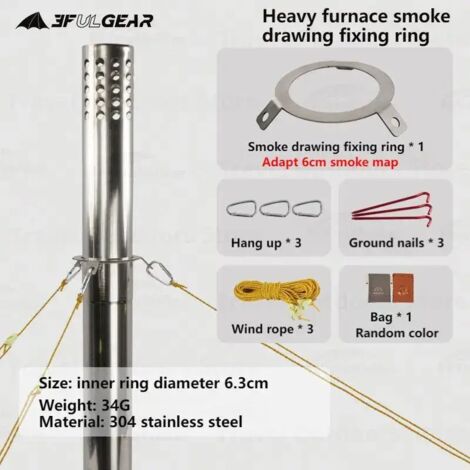 Accessoires pour poêles à bois 3F UL GEAR : sac de rangement en filet isolant, anneau de fixation pour clôture de cheminée, coude de tube, équipement pour four de camping et réchauds de cuisine portab