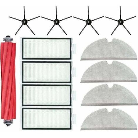 Accessoires pour Roborock Q7 Max + Chiffon Lingettes Serpillière Brosses Latérales Rouleau Principal Xiaomi Noir Pièces de Rechange pour Aspirateur..DEBUNS