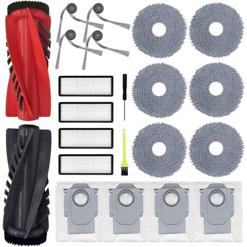 Accessoires pour Roborock Qrevo Curve/Qrevo Edge/Qrevo Curv S5X/ Qrevo Edge S5A, Pièces avec 1 Brosse Principale, 4 Filtres HEPA, 6 Serpillère, 4