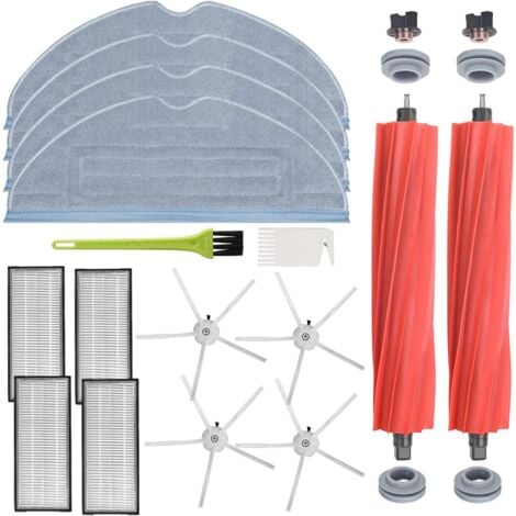 COAVAS Accessoires pour Roborock S7 MaxV Ultra / S7 MaxV / S7 Plus / S7 Max / S7 / S7 Pro Ultra Robot (4 Serpillière + 2 Brosses Principales + 4 Brosses Latérales + 4 Filtres + 2Brosse de Nettoyage)