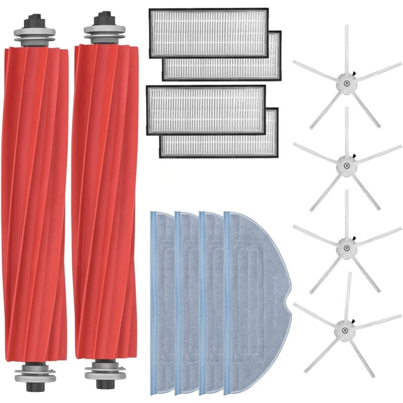 Sunxury - Accessoires pour robot aspirateur Roborock S7 S7 Plus S7+ S7 Maxv Ultra T7S T7S Plus, pièces de rechange avec brosse principale, chiffons