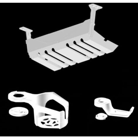 Accessoires pour tables, bureaux, tables d'ordinateur et tables de jeu à hauteur réglable électriquement : boîte de gestion des câbles, support pour casque, porte-gobelet, ensemble de 3 pièces, blanc