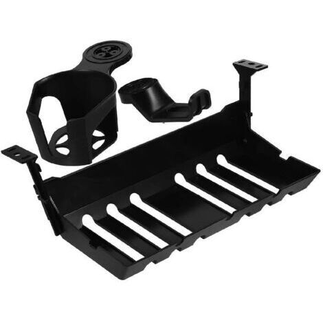 Accessoires pour tables, bureaux, tables d'ordinateur et tables de jeu à hauteur réglable électriquement : boîte de gestion des câbles, support pour casque, porte-gobelet, ensemble de 3 pièces, noir