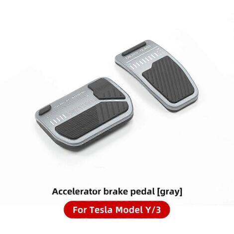Accessoires pour Tesla Model 3 et Model Y (2021-2023) : couvre-pédales sport antidérapant en alliage d'aluminium (accélérateur, frein, pédale de frein - gris).