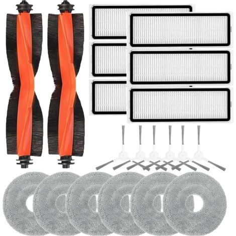 Accessoires pour Xiaomi Robot Vacuum S20+, comprend 2 brosses principales, 6 brosses latérales, 6 filtres HEPA, 6